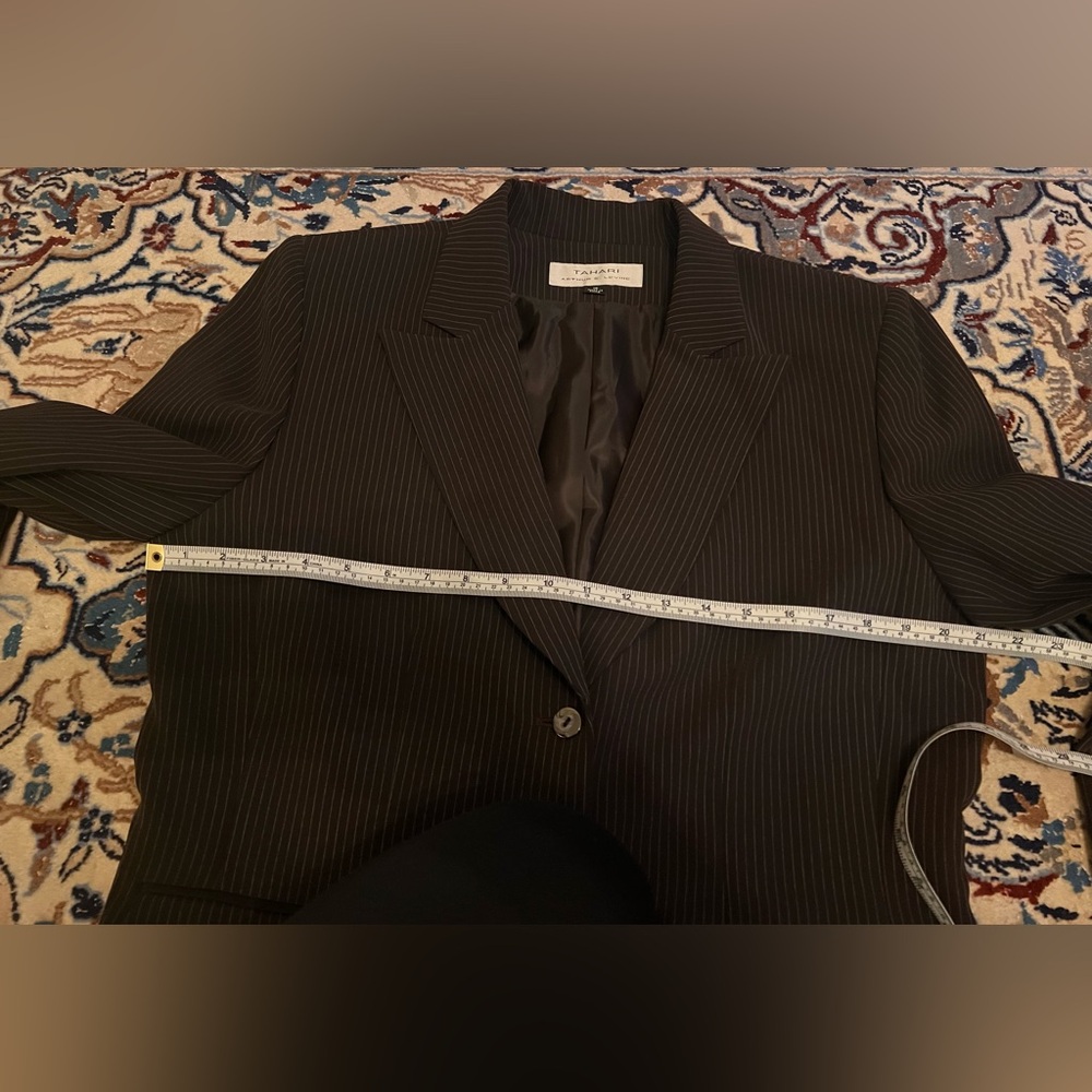 Tahari  Brown Pinstripe Pant Suit - Picture 8 of 10